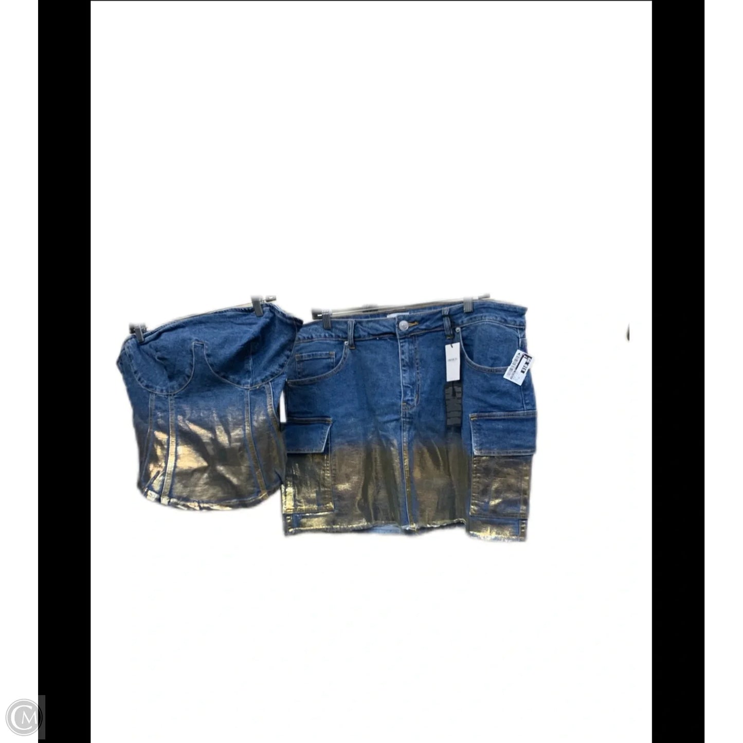 Skirt Midi By Forever 21 In Blue & Gold, Size: 2x