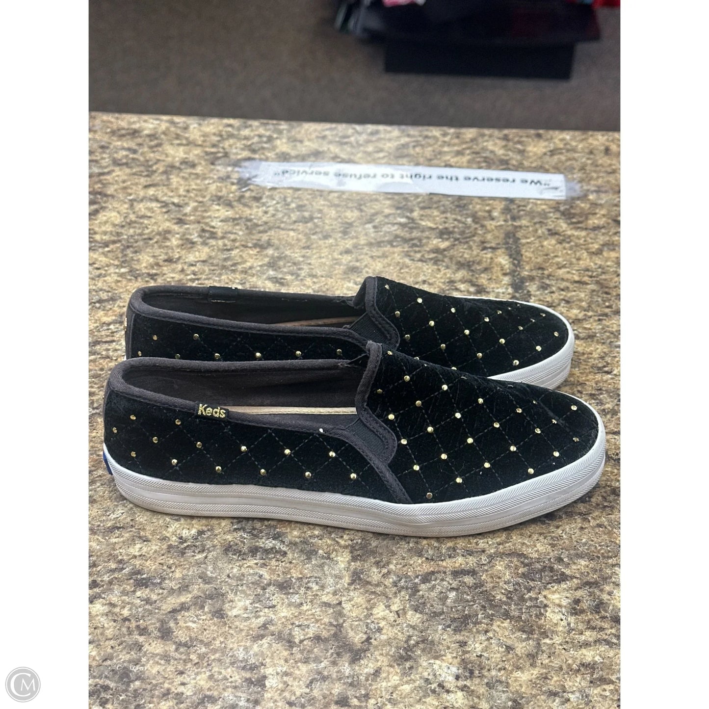 Shoes Flats By Keds In Black & Gold, Size: 8