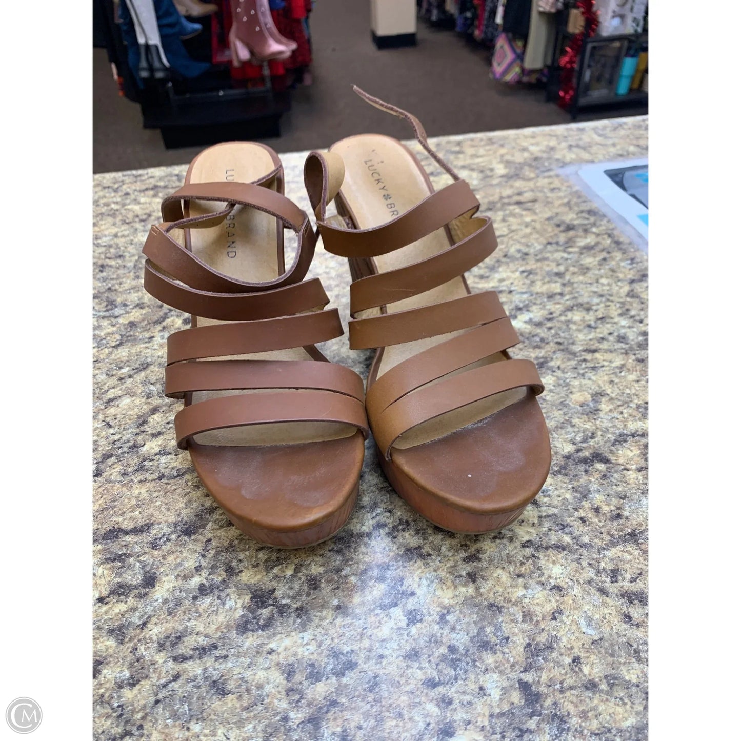 Shoes Heels Wedge By Lucky Brand In Brown, Size: 8.5