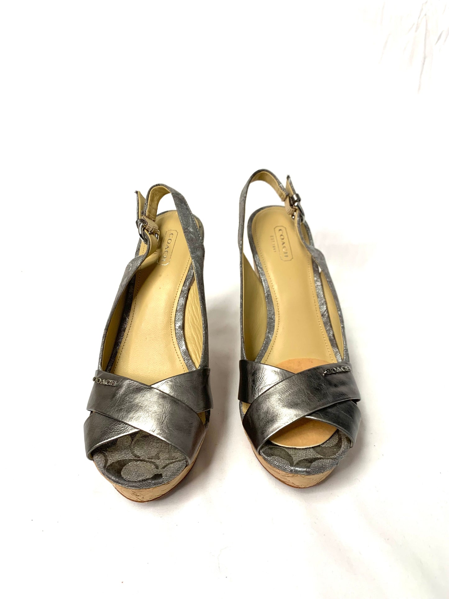 Shoes Heels Wedge By Coach In Grey, Size: 9