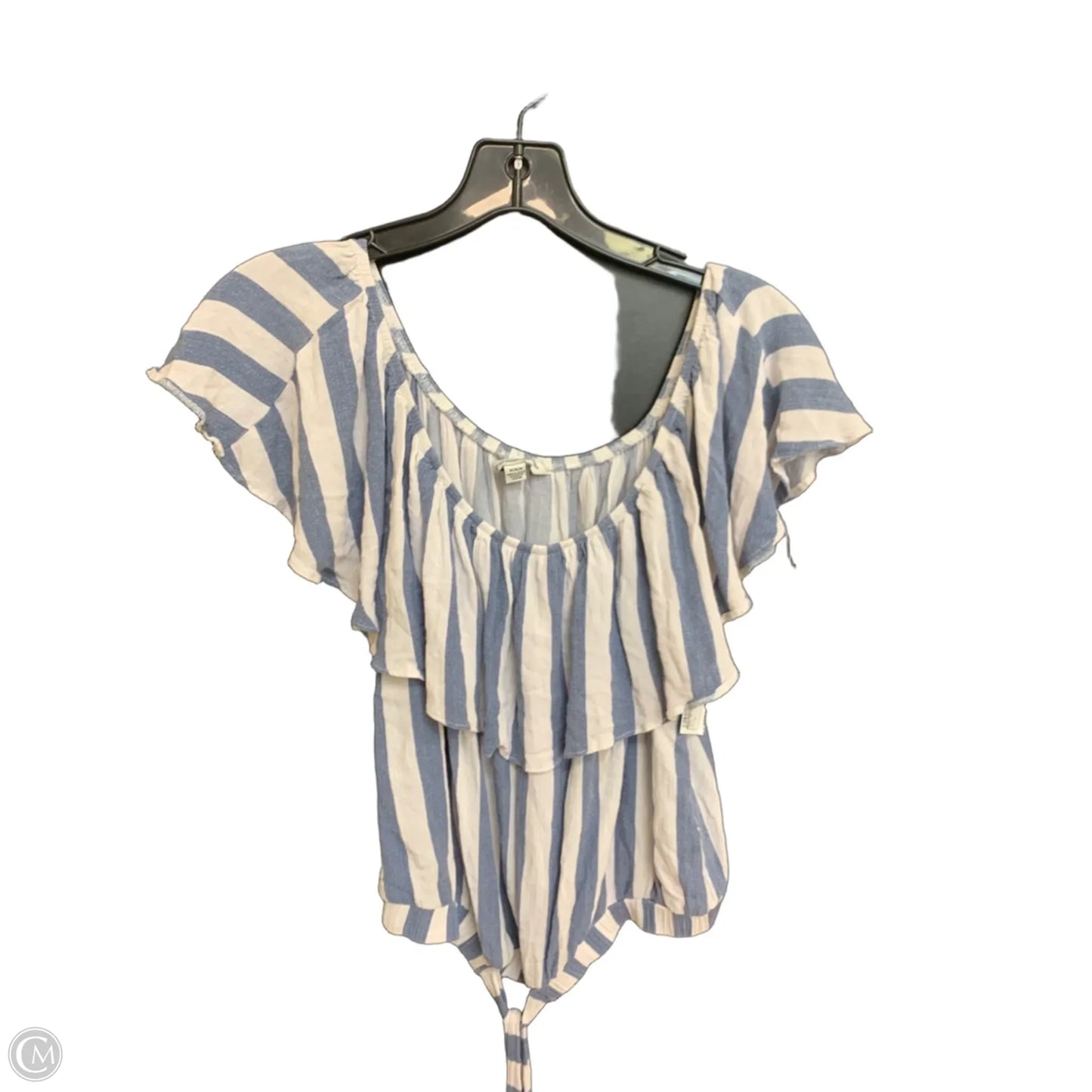Top Short Sleeve By American Eagle In Blue & White, Size: M