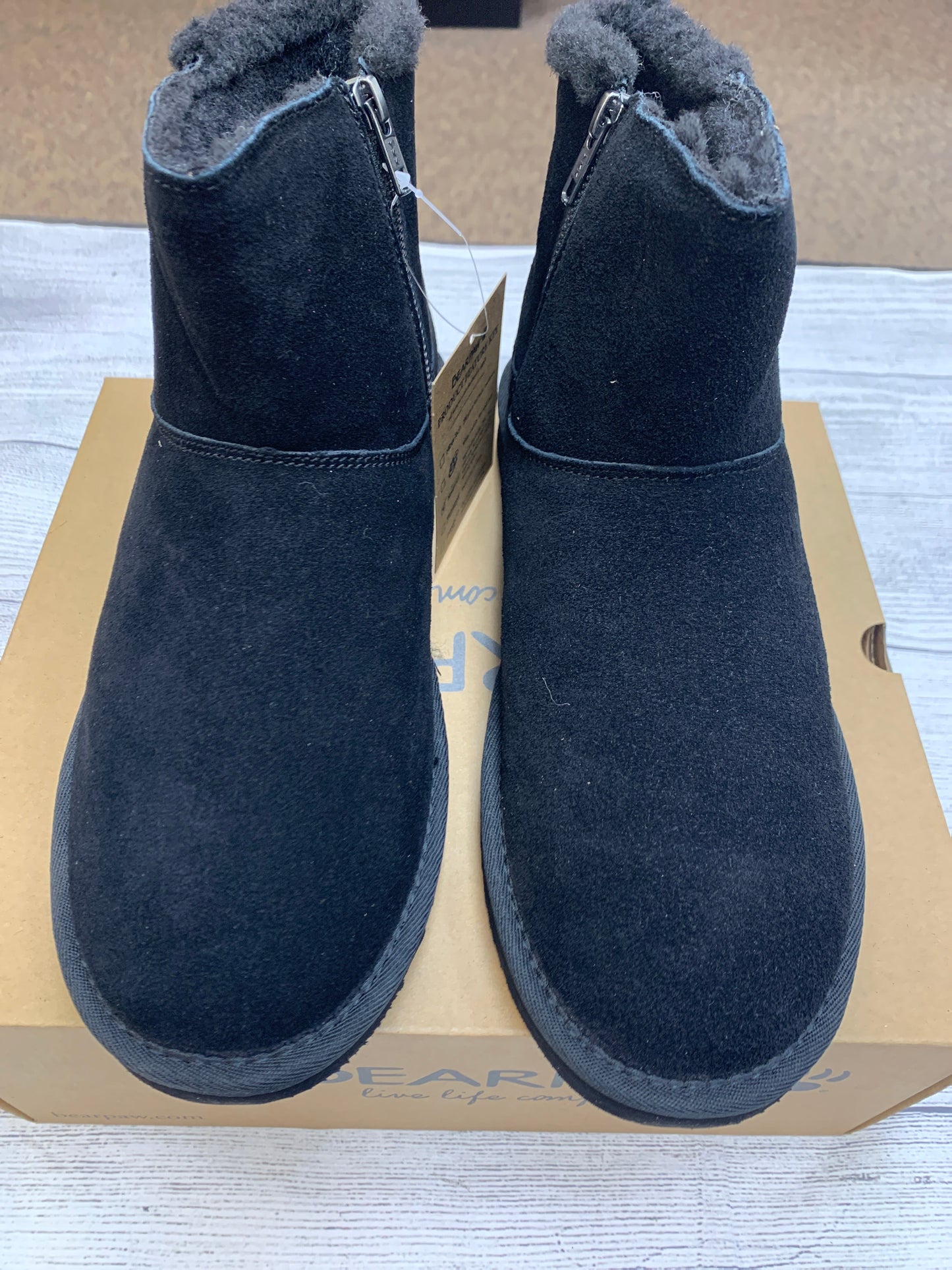 Black Boots Ankle Flats Bearpaw, Size 12