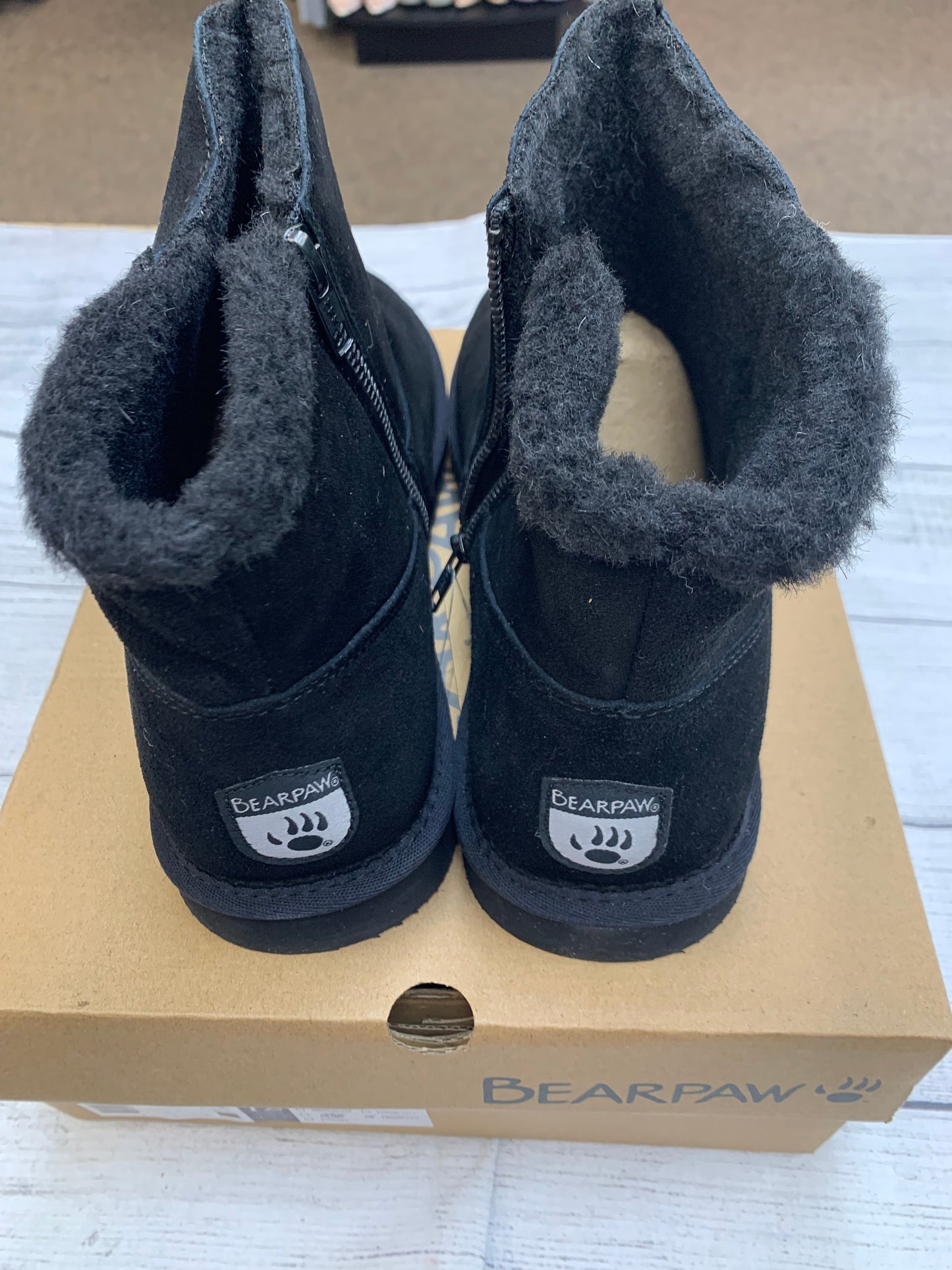 Black Boots Ankle Flats Bearpaw, Size 12