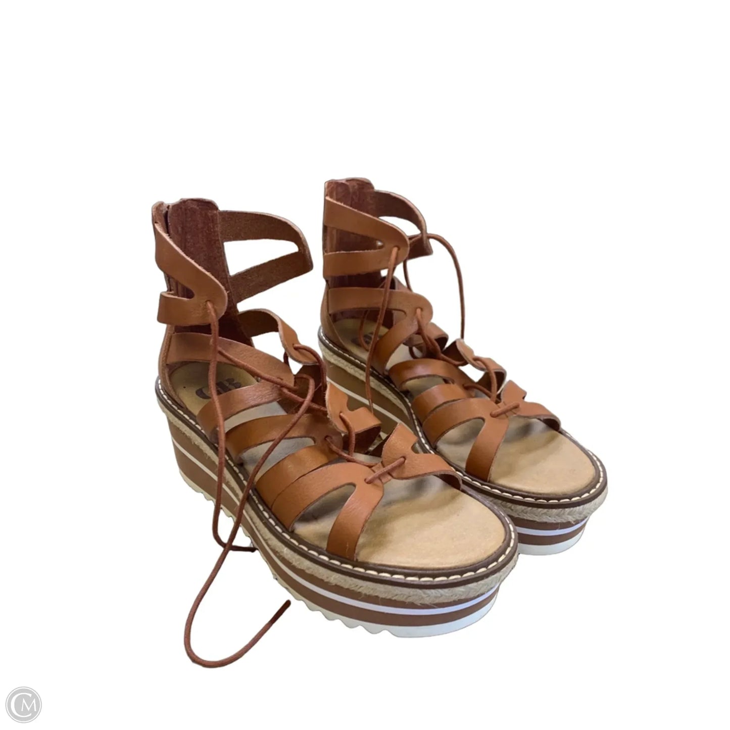 Shoes Heels Wedge By Gb In Bronze, Size: 8