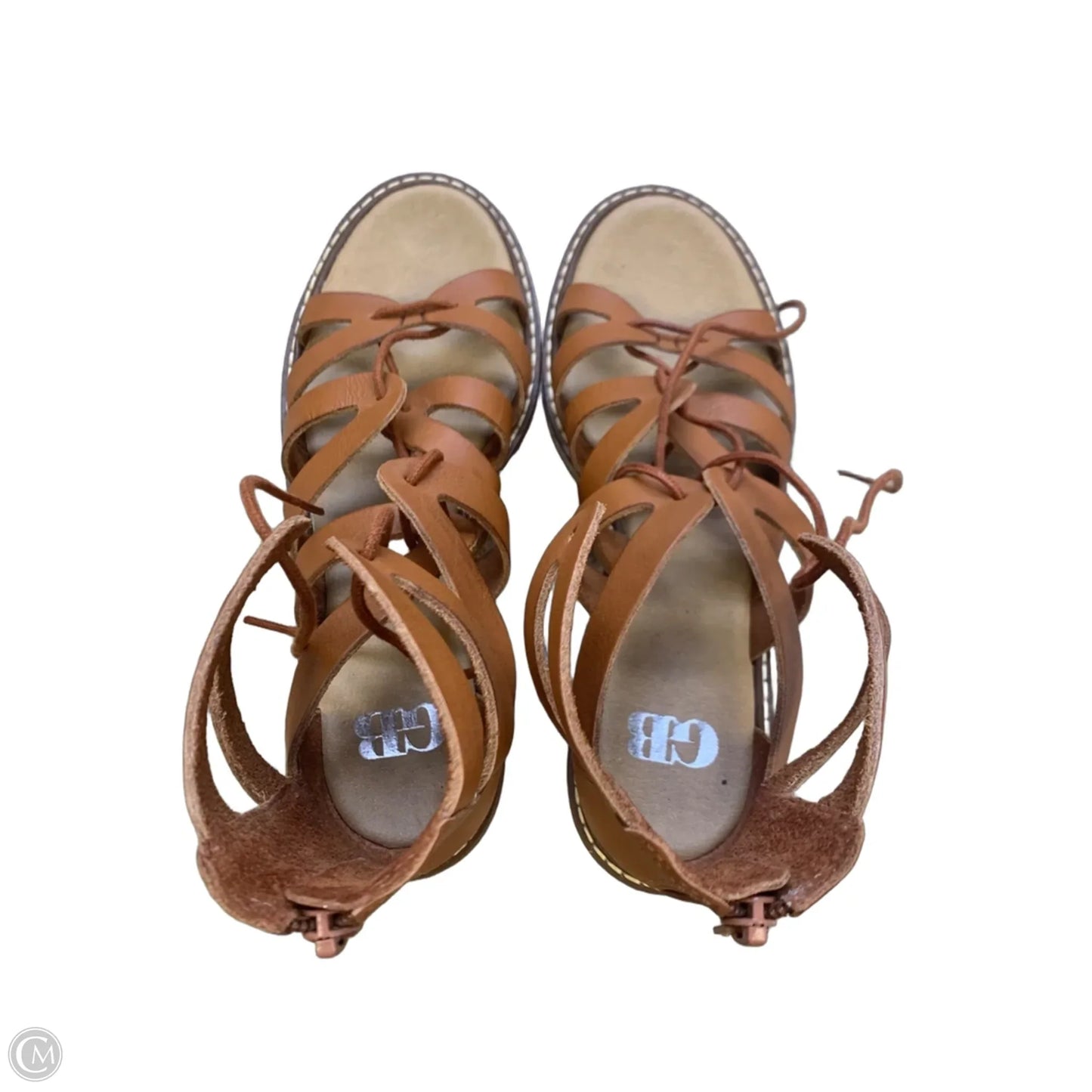 Shoes Heels Wedge By Gb In Bronze, Size: 8
