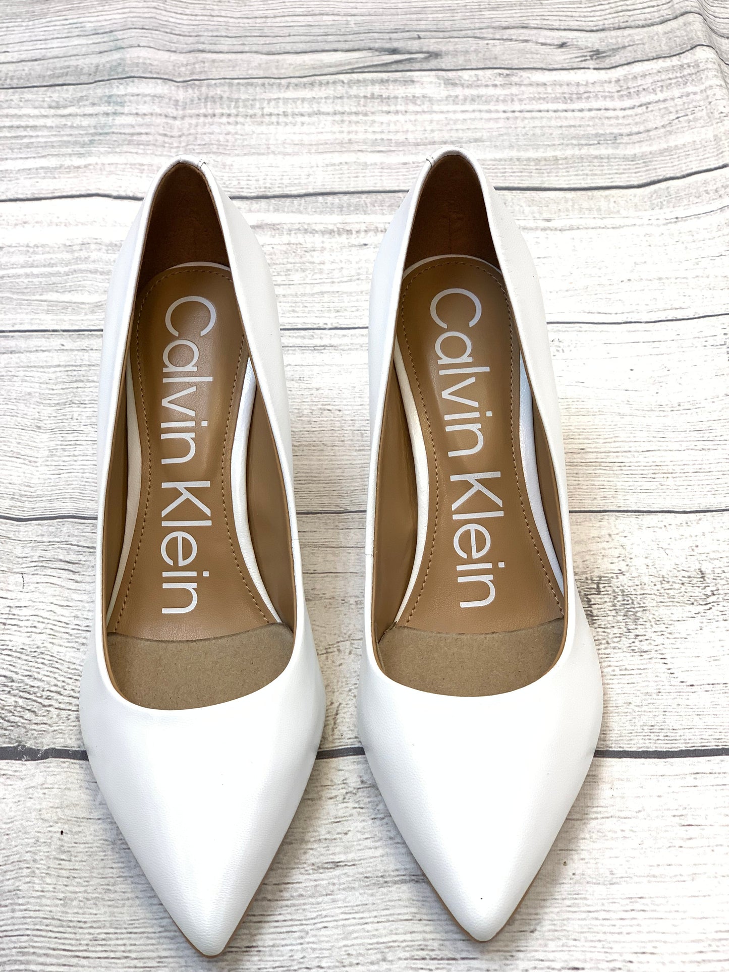 White Shoes Heels Stiletto Calvin Klein, Size 7.5
