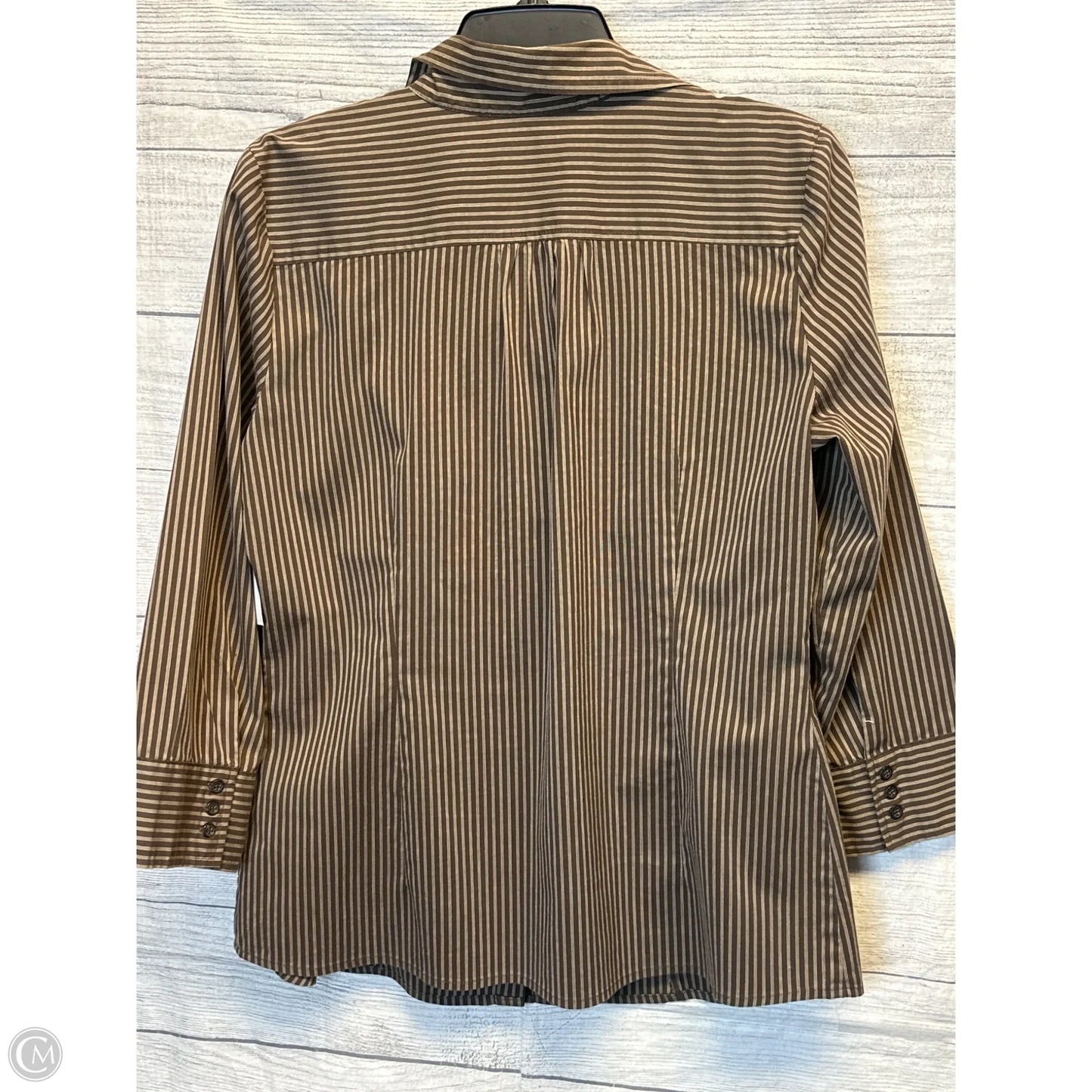 Top Long Sleeve By Apt 9 In Brown & Cream, Size: L