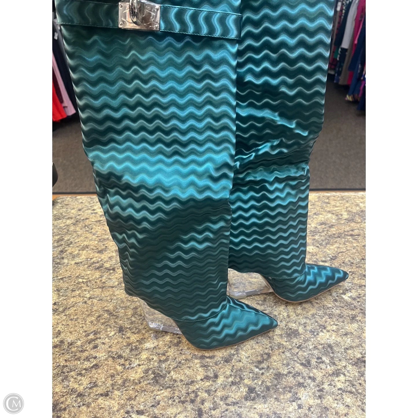 Boots Mid-calf Heels By Clothes Mentor In Green, Size: 7