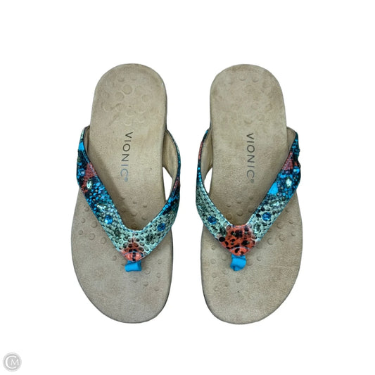 Sandals Flats By Vionic In Multi-colored, Size: 8