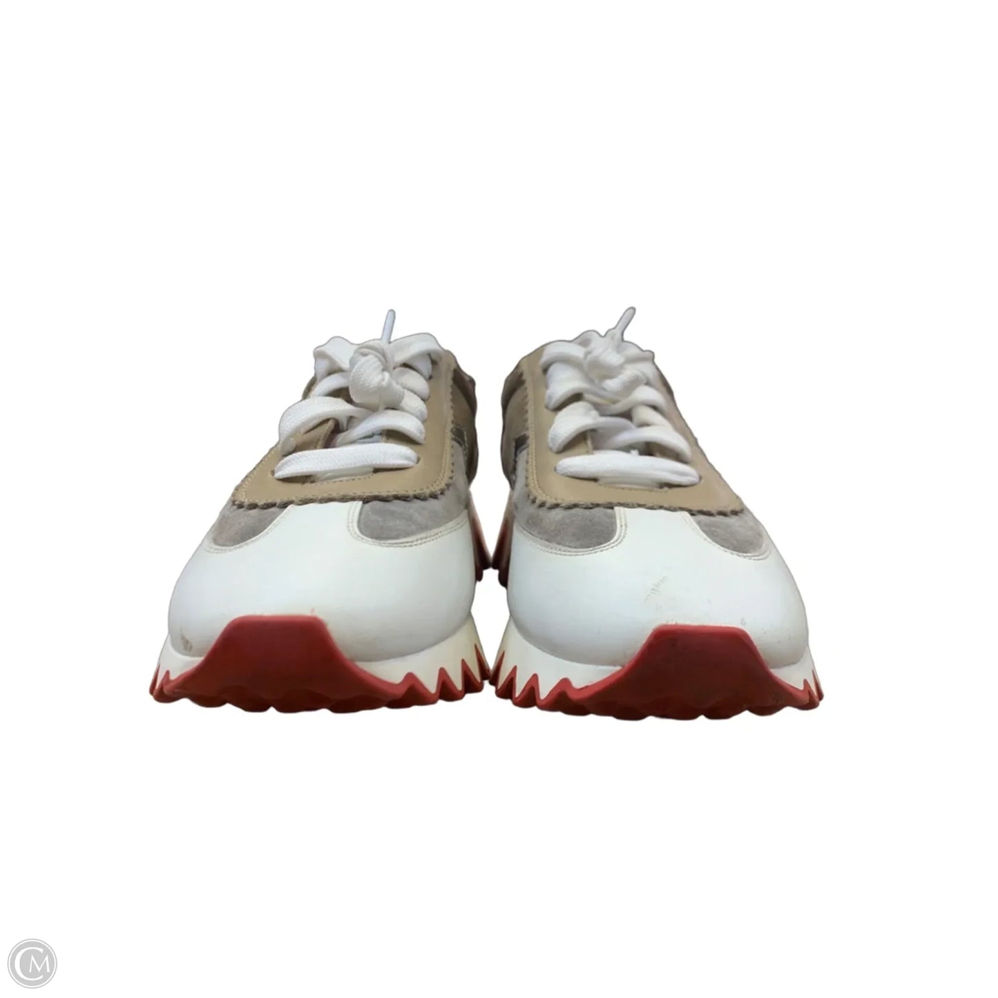 Shoes Luxury Designer By Christian Louboutin In Taupe, Size: 8