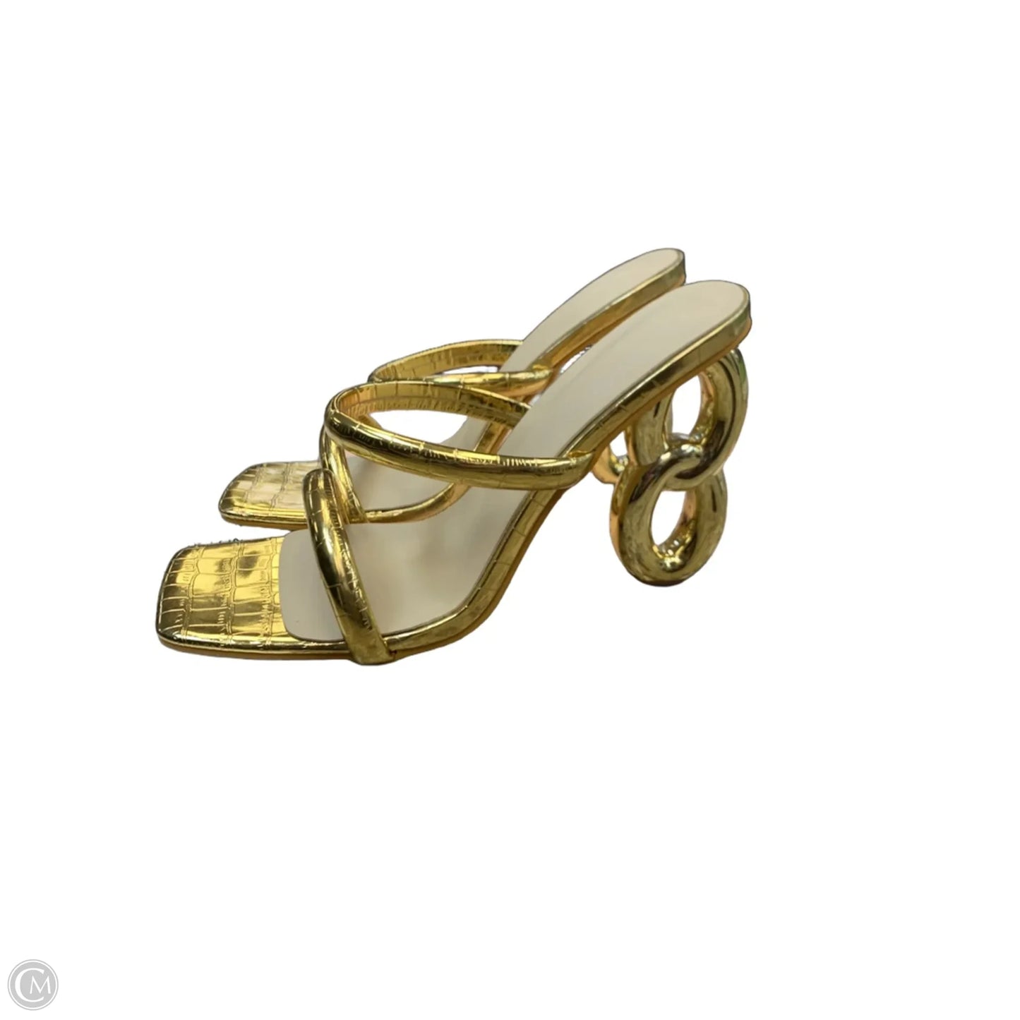 Sandals Heels Block By Cmf In Gold, Size: 12
