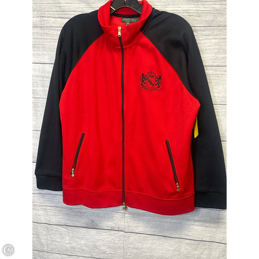 Athletic Jacket By Lauren By Ralph Lauren In Black & Red, Size: Xl