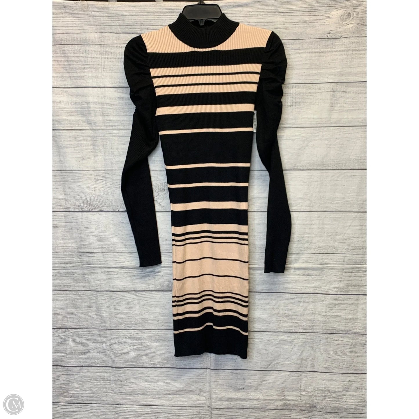 Dress Casual Midi By Fashion Nova In Black & Cream, Size: L