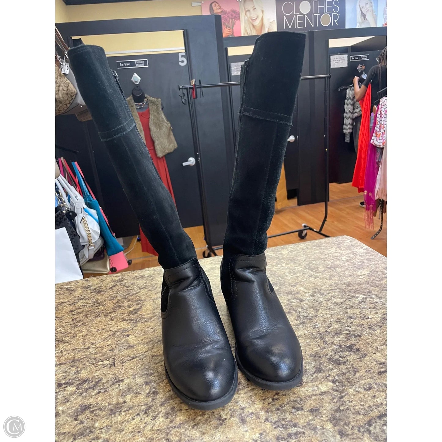 Boots Knee Heels By Boc In Black, Size: 8