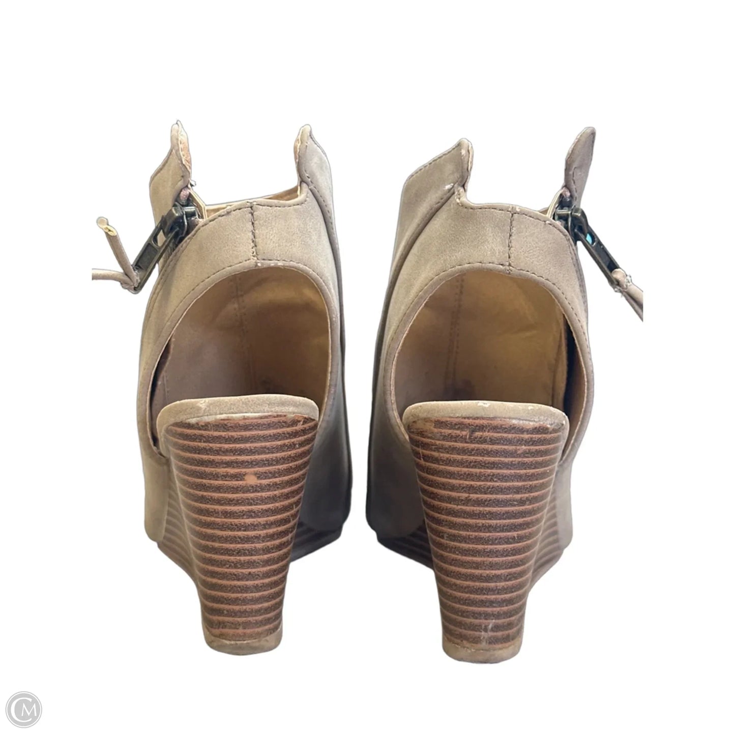 Sandals Heels Wedge By Brash In Tan, Size: 7.5