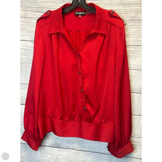 Top Long Sleeve Designer By Karl Lagerfeld In Red, Size: Xl