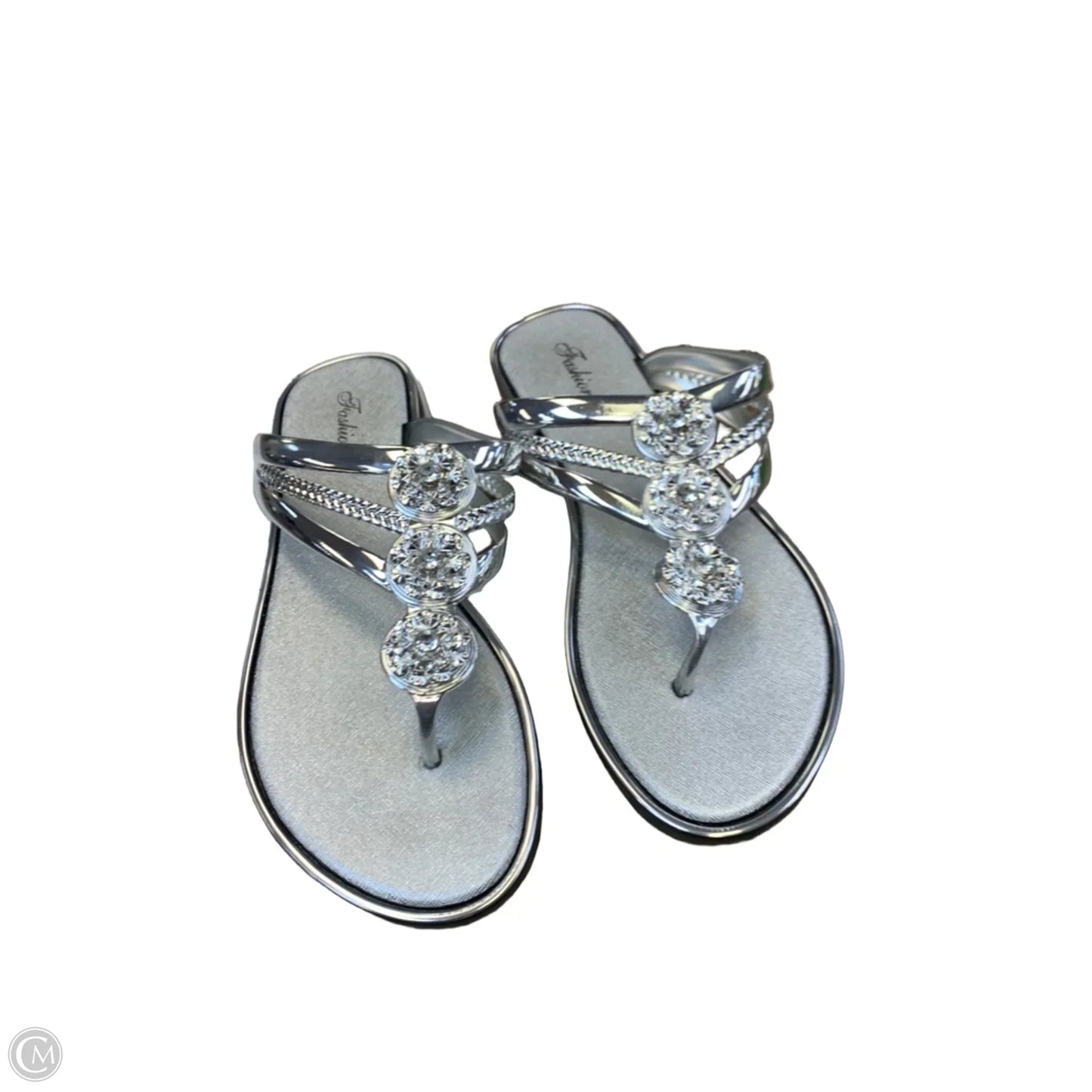 Sandals Flats By Cmf In Silver, Size: 9.5
