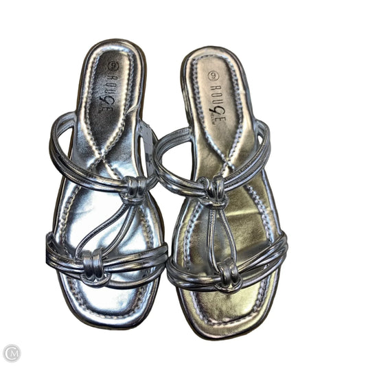 Sandals Flats By Rouge In Silver, Size: 9