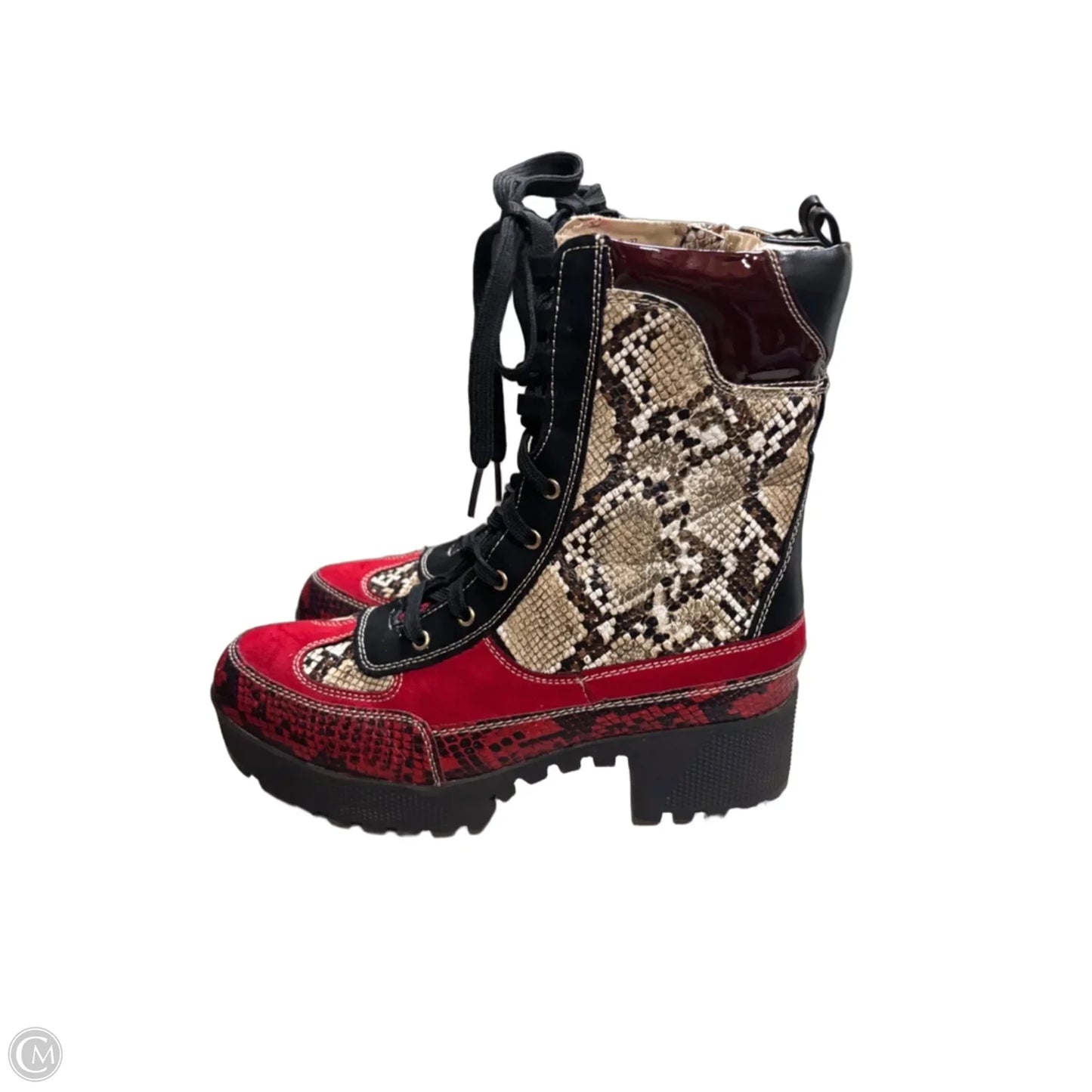 Boots Combat By Rouge In Red, Size: 10