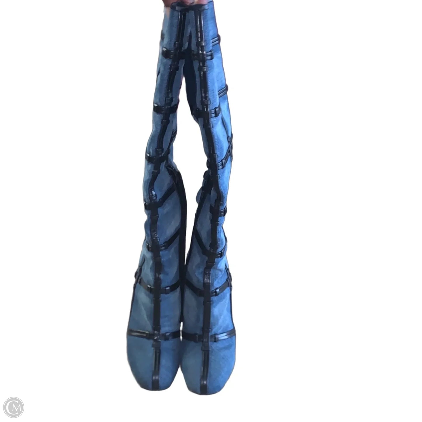Boots Luxury Designer By Tom Ford In Blue Denim, Size: 7