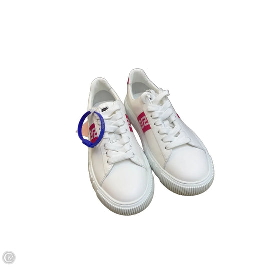 Shoes Luxury Designer By Versace In Pink & White, Size: 9