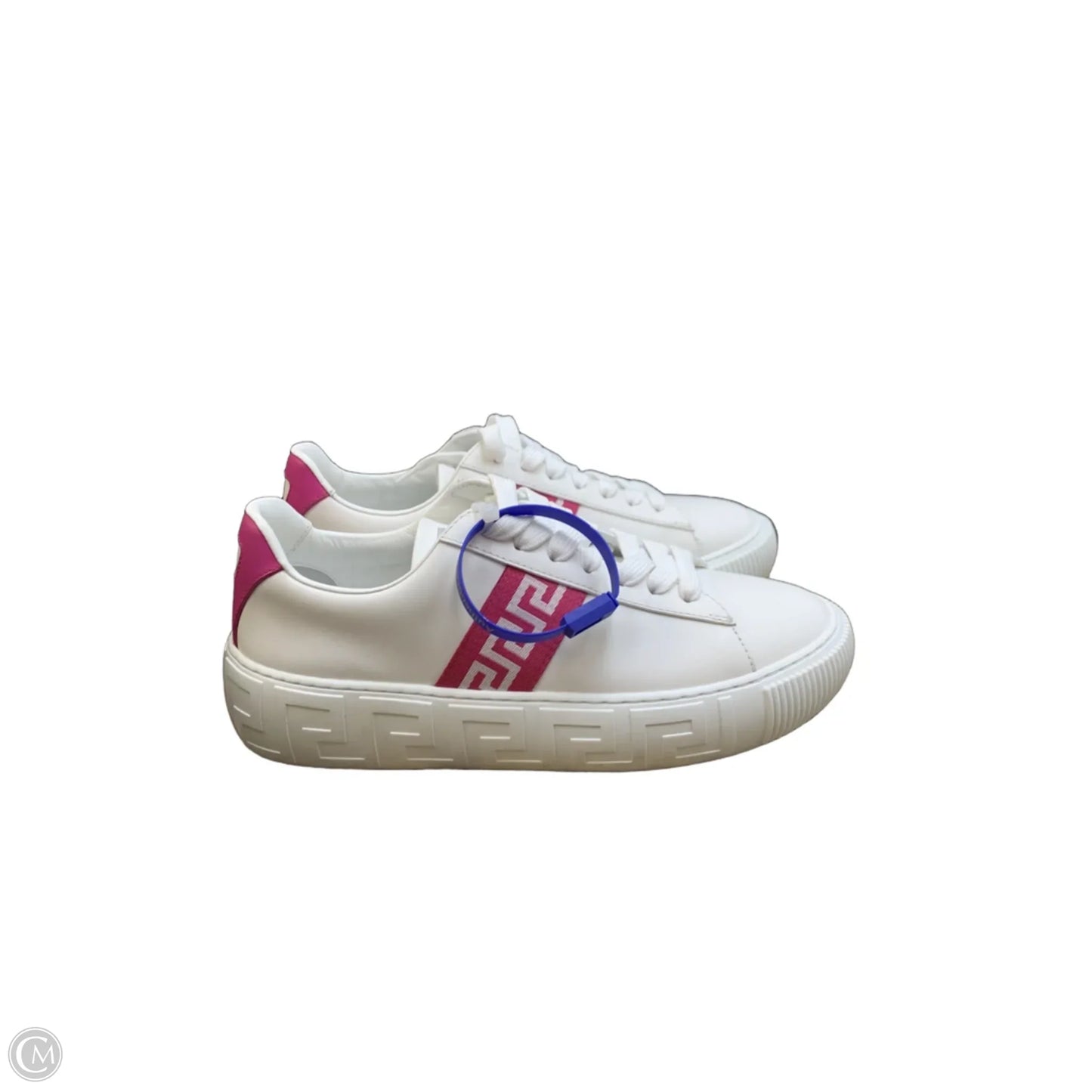 Shoes Luxury Designer By Versace In Pink & White, Size: 9