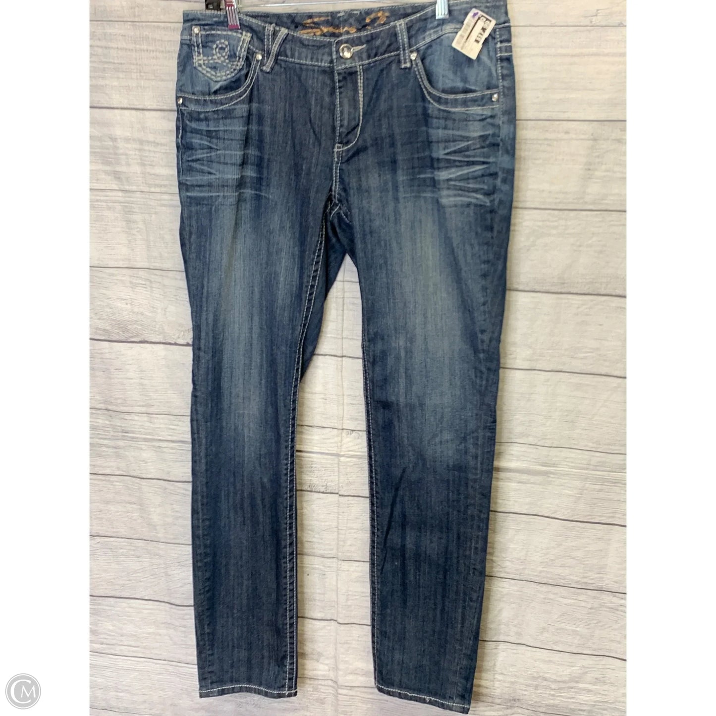 Jeans Straight By Seven 7 In Blue Denim, Size: 12