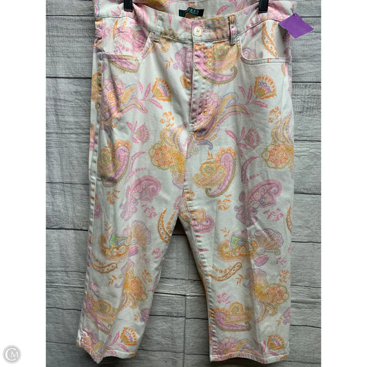 Capris By Lauren By Ralph Lauren In Pink & White, Size: 12