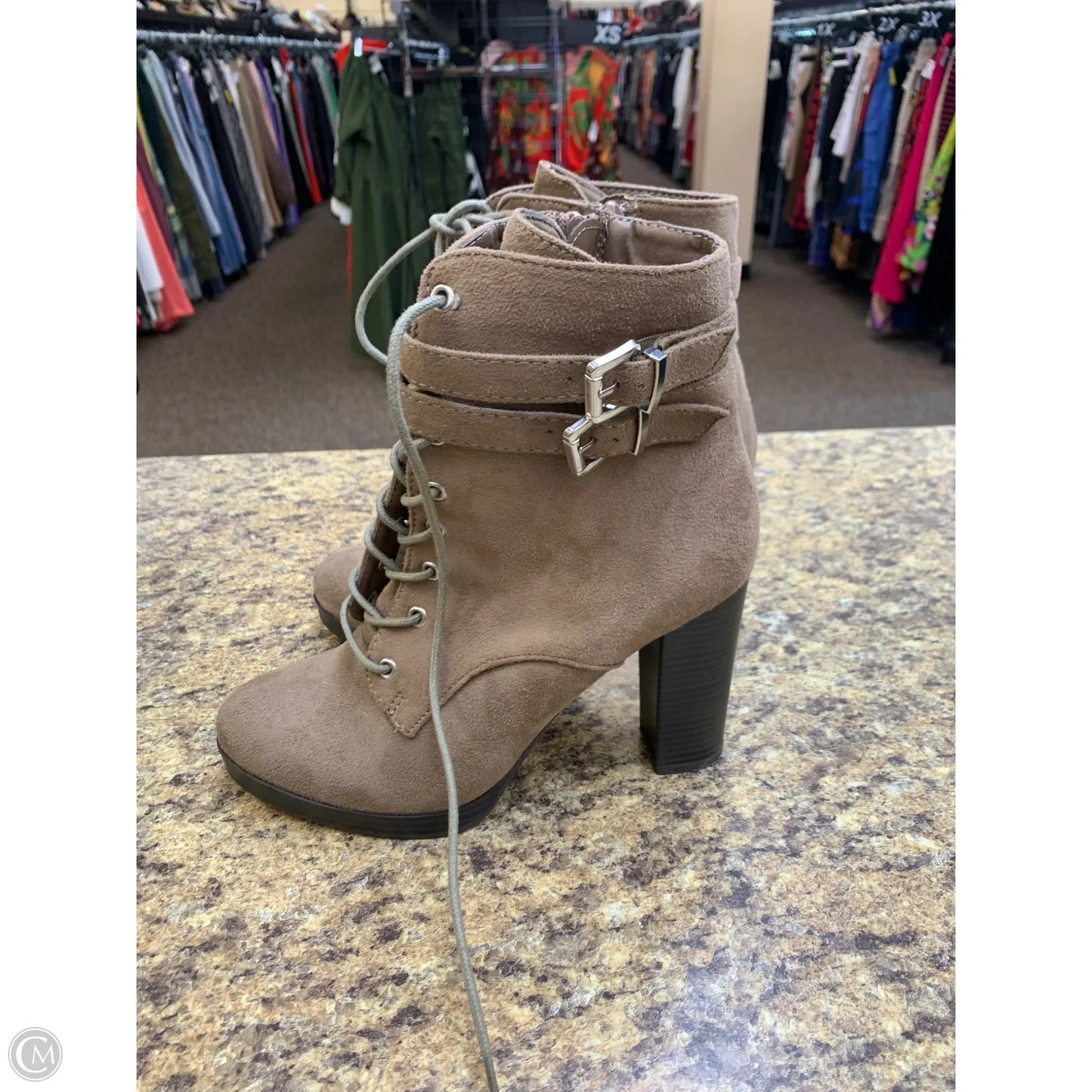 Boots Ankle Heels By Charlotte Russe In Tan, Size: 8