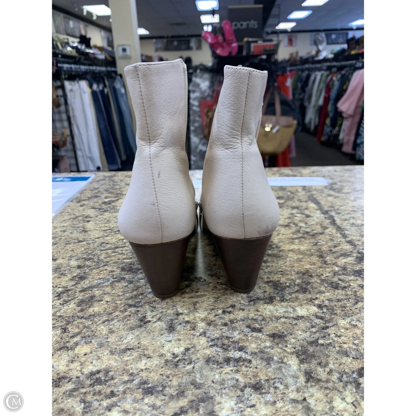 Boots Ankle Heels By Franco Sarto In Cream, Size: 8.5