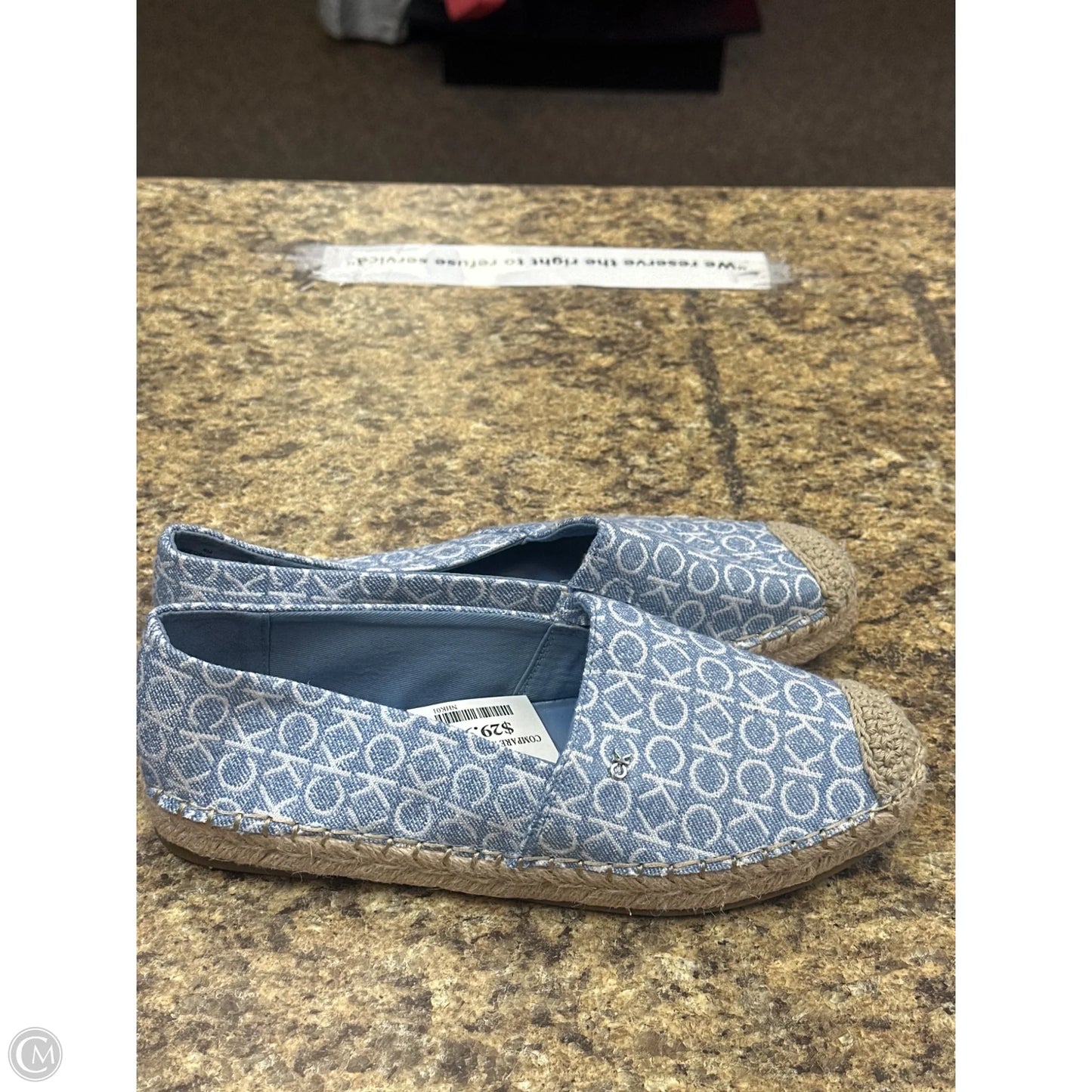 Shoes Flats By Calvin Klein In Blue & White, Size: 8