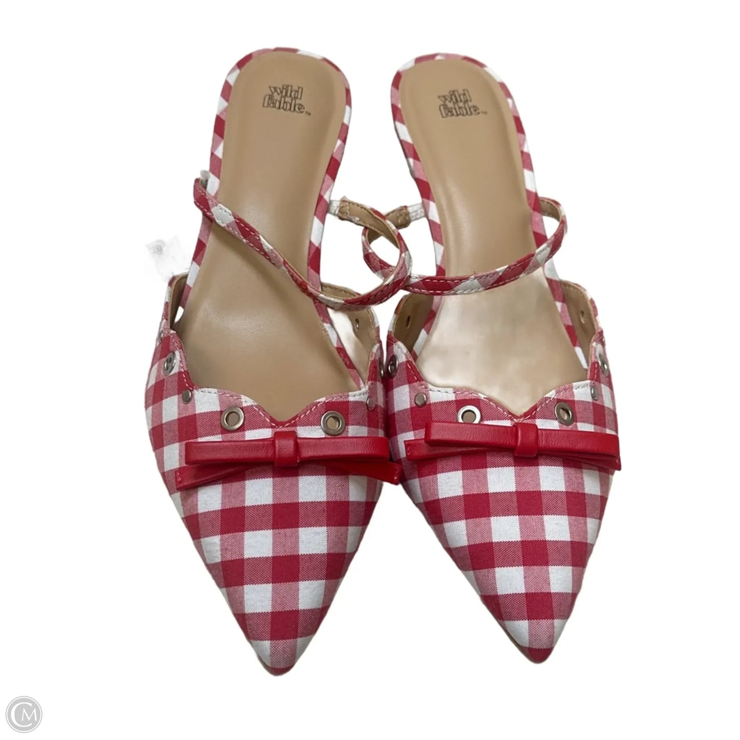 Sandals Heels Kitten By Wild Fable In Red & White, Size: 9