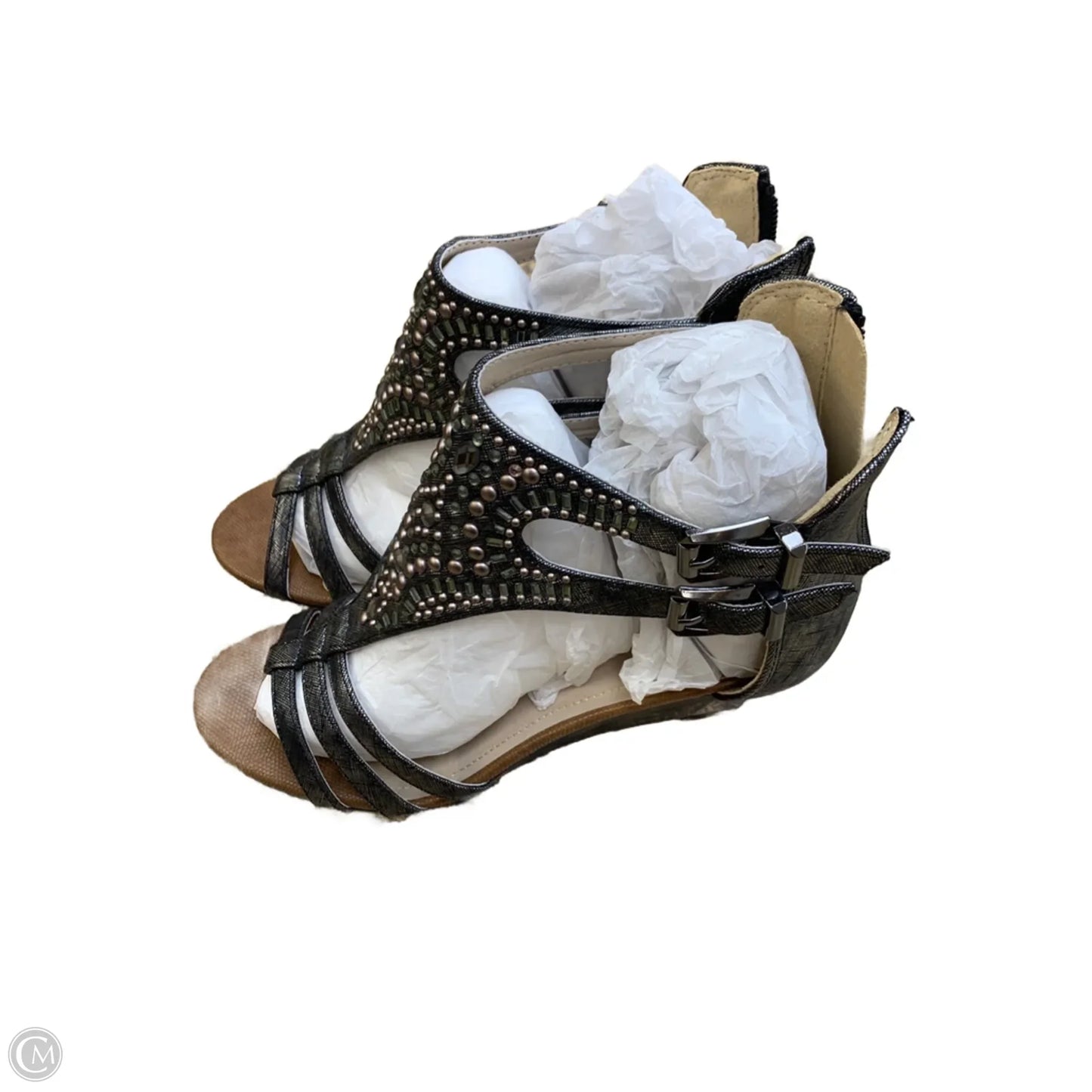 Sandals Heels Wedge By Cmf In Grey, Size: 8