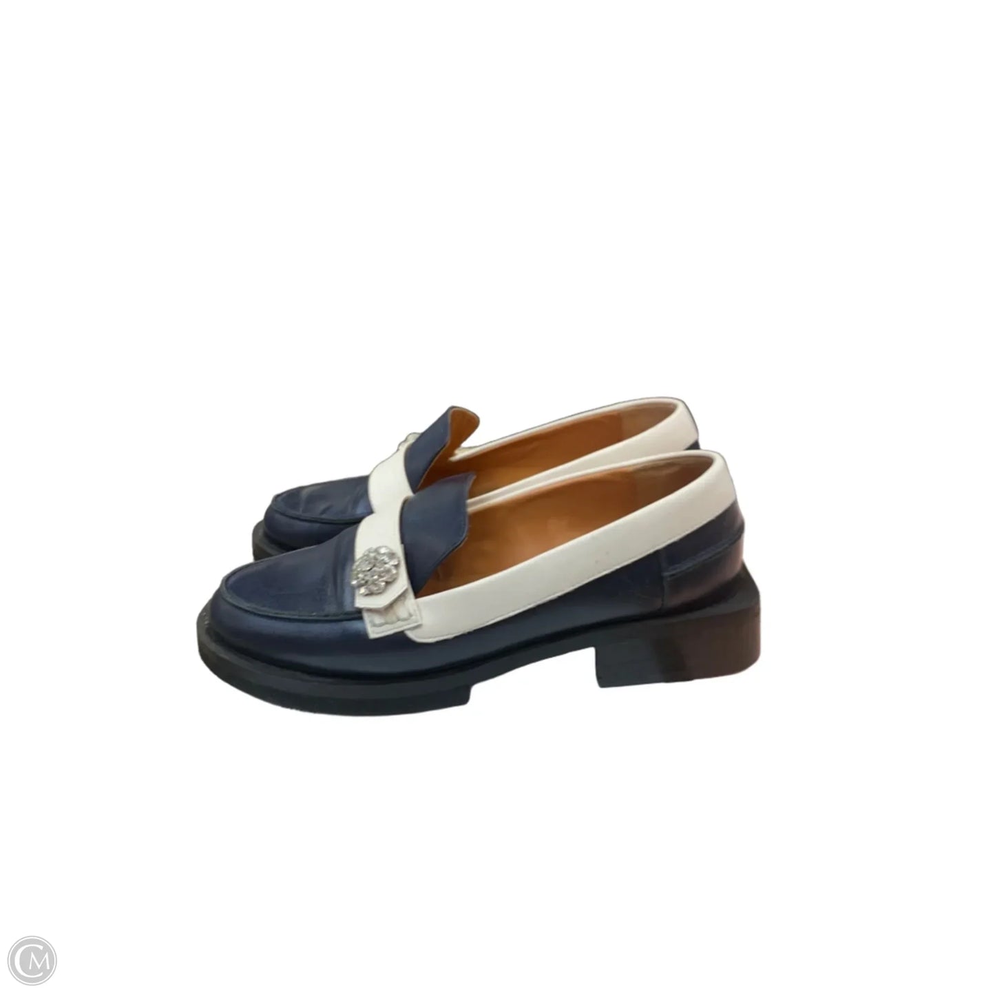 Shoes Flats By Ganni In Blue & White, Size: 9
