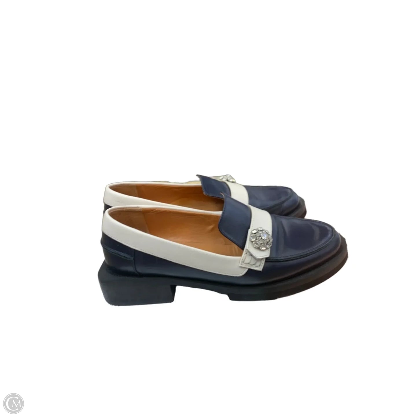 Shoes Flats By Ganni In Blue & White, Size: 9