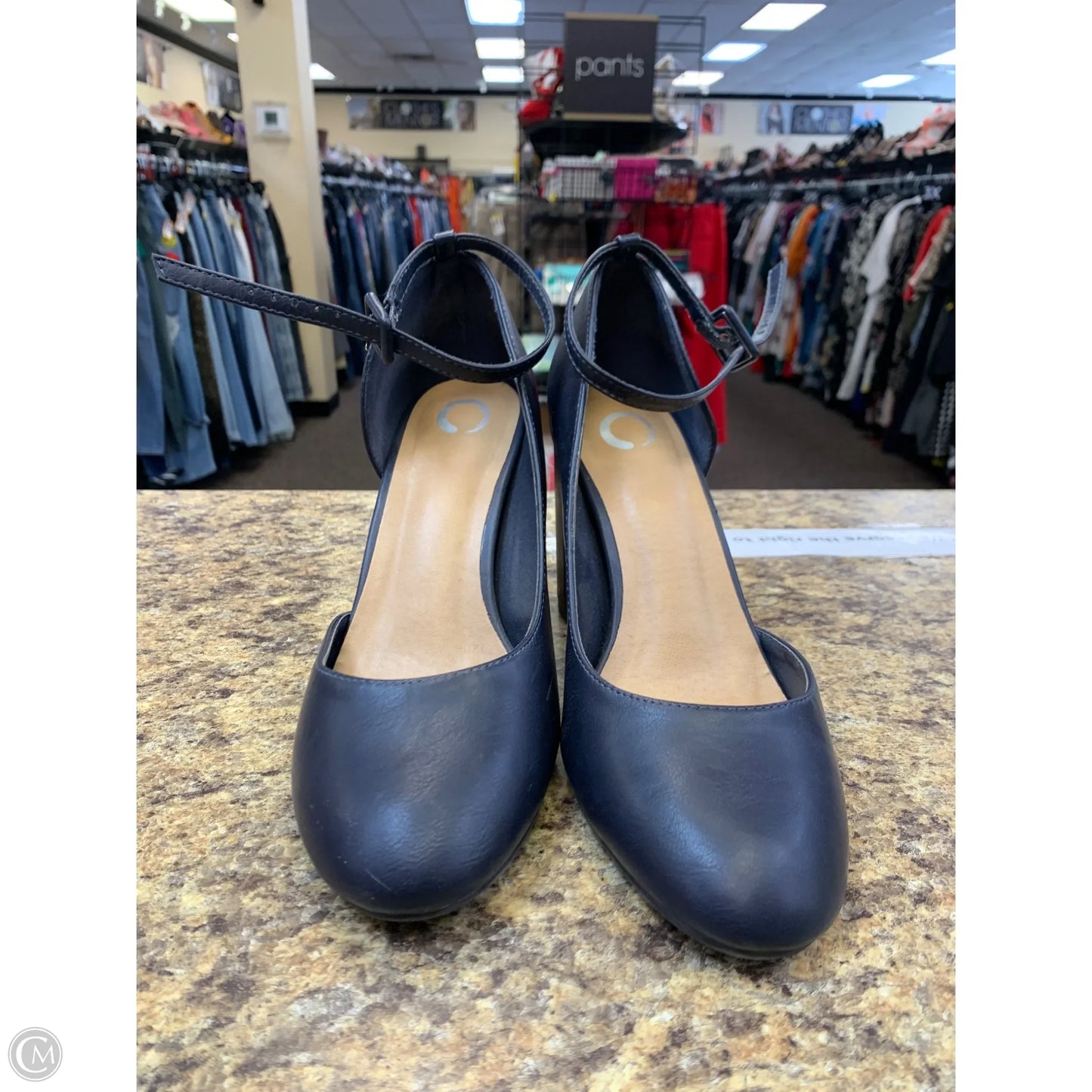 Shoes Heels Block By Journee In Navy, Size: 10