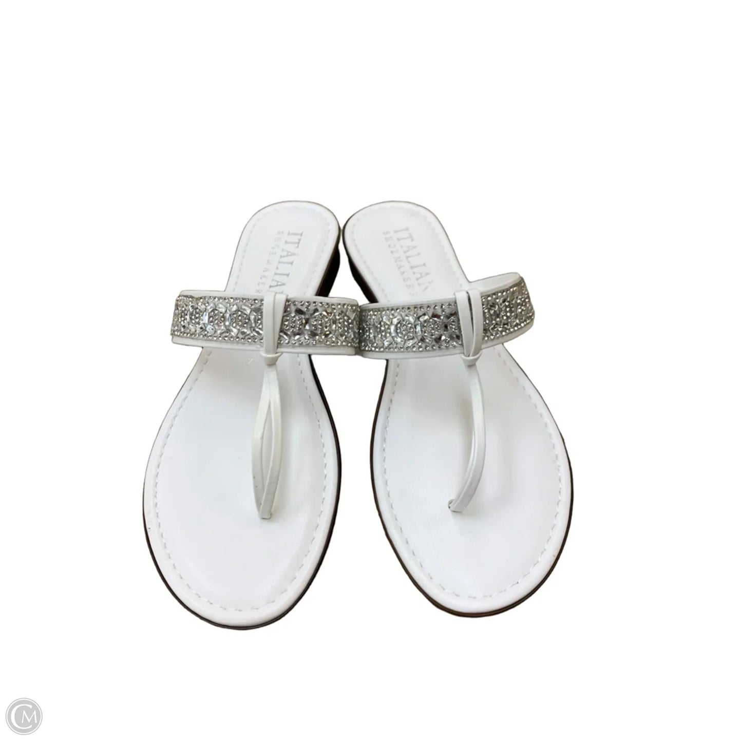Sandals Flip Flops By Italian Shoemakers In Silver & White, Size: 7