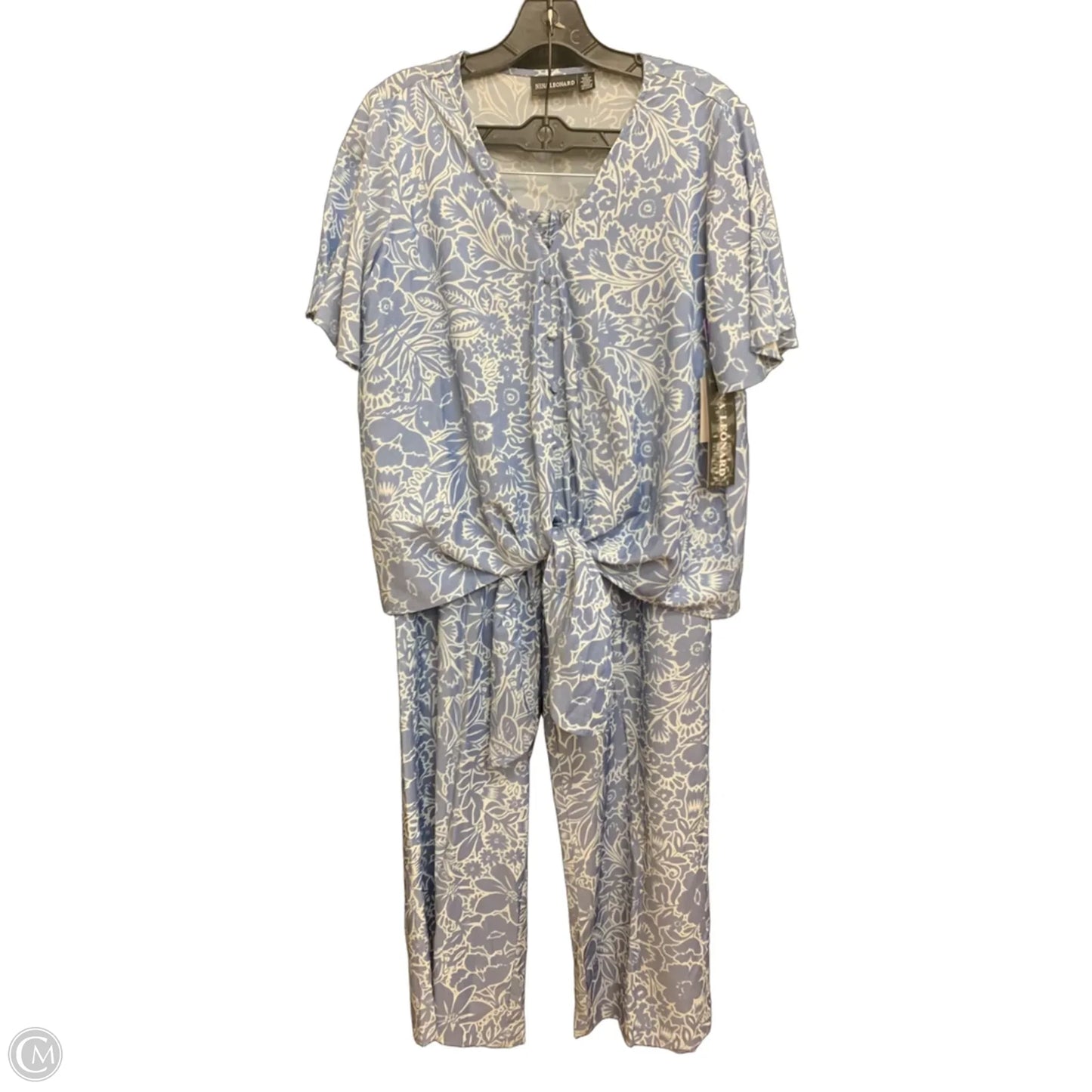 Pants Set 2pc By Nina Leonard In Blue & White, Size: M
