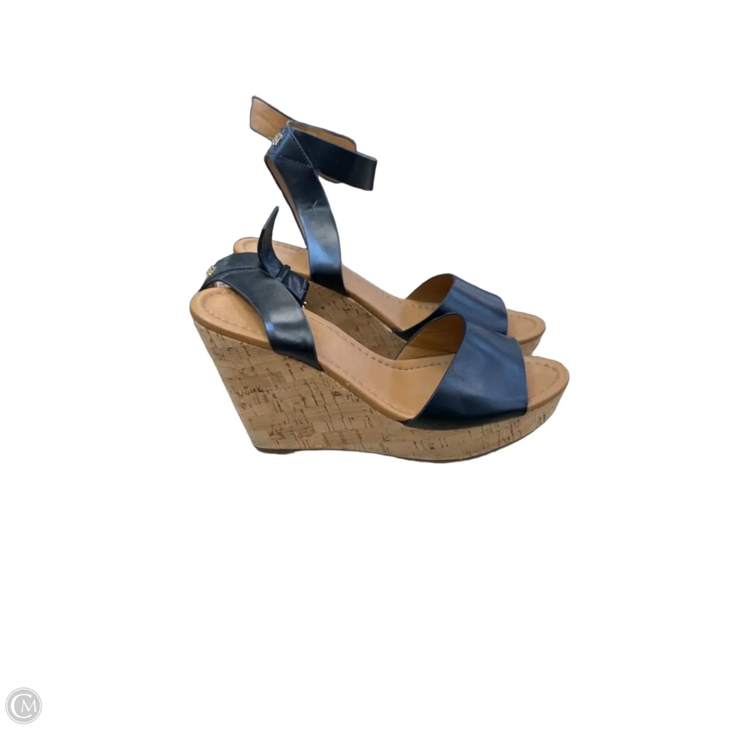 Sandals Heels Wedge By Tommy Hilfiger In Black & Tan, Size: 8.5