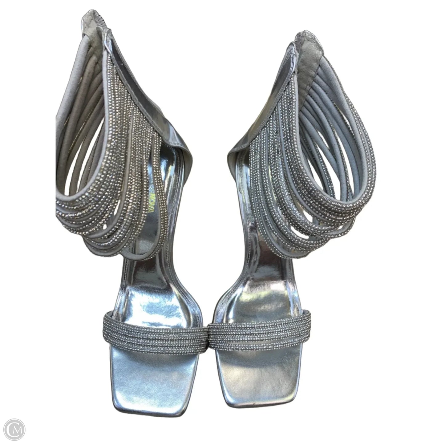 Sandals Heels Stiletto By Fashion Nova In Silver, Size: 10