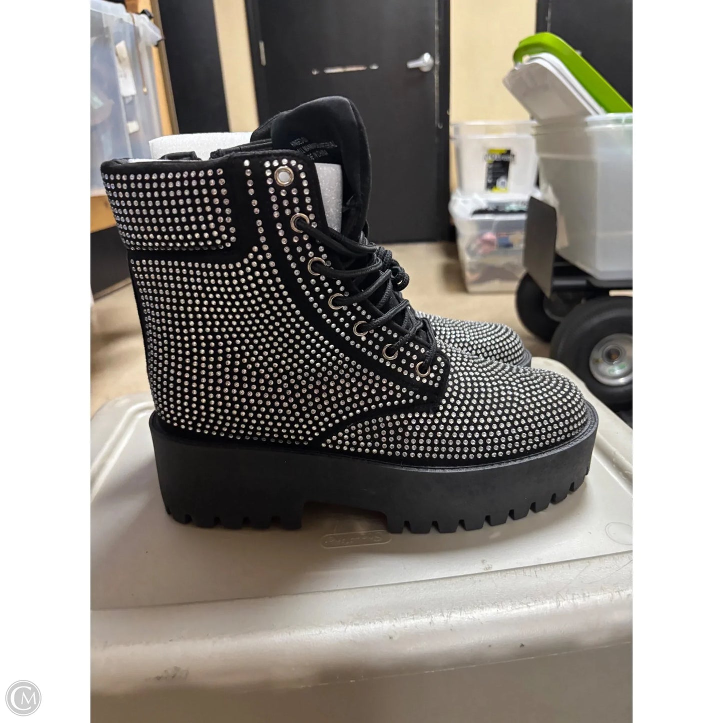 Boots Combat By Rouge In Black & Silver, Size: 11