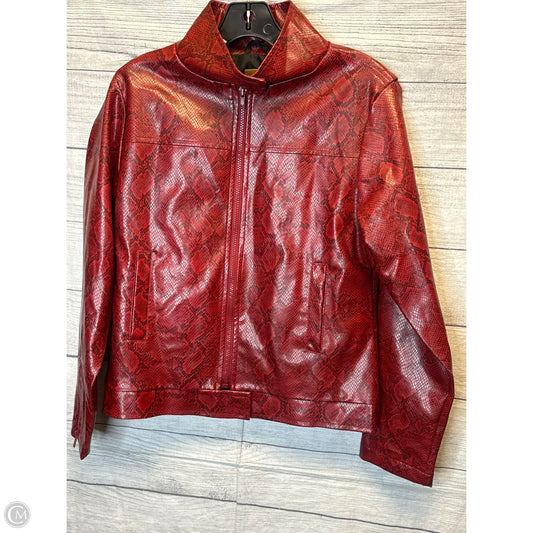 Jacket Leather By Ellen Ashley In Snakeskin Print, Size: S