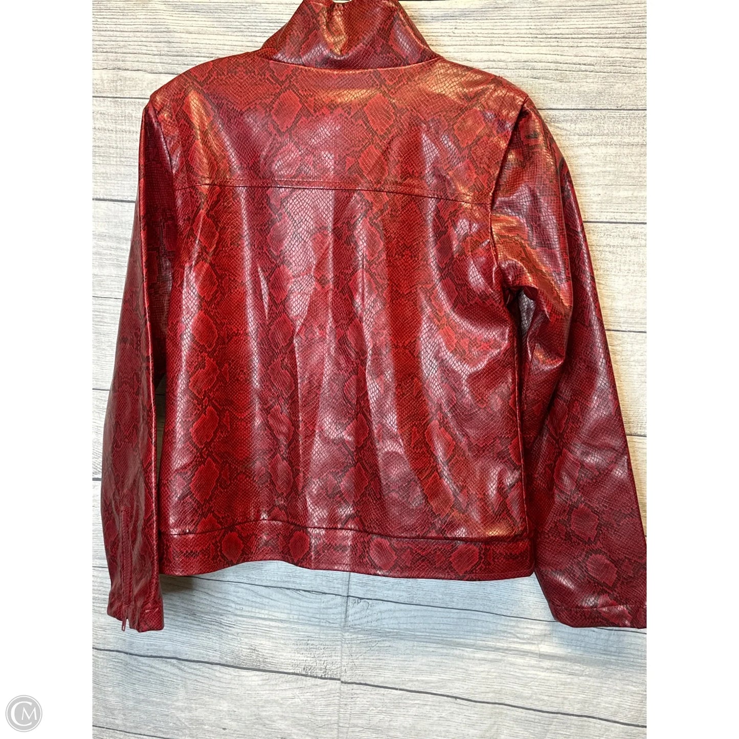 Jacket Leather By Ellen Ashley In Snakeskin Print, Size: S