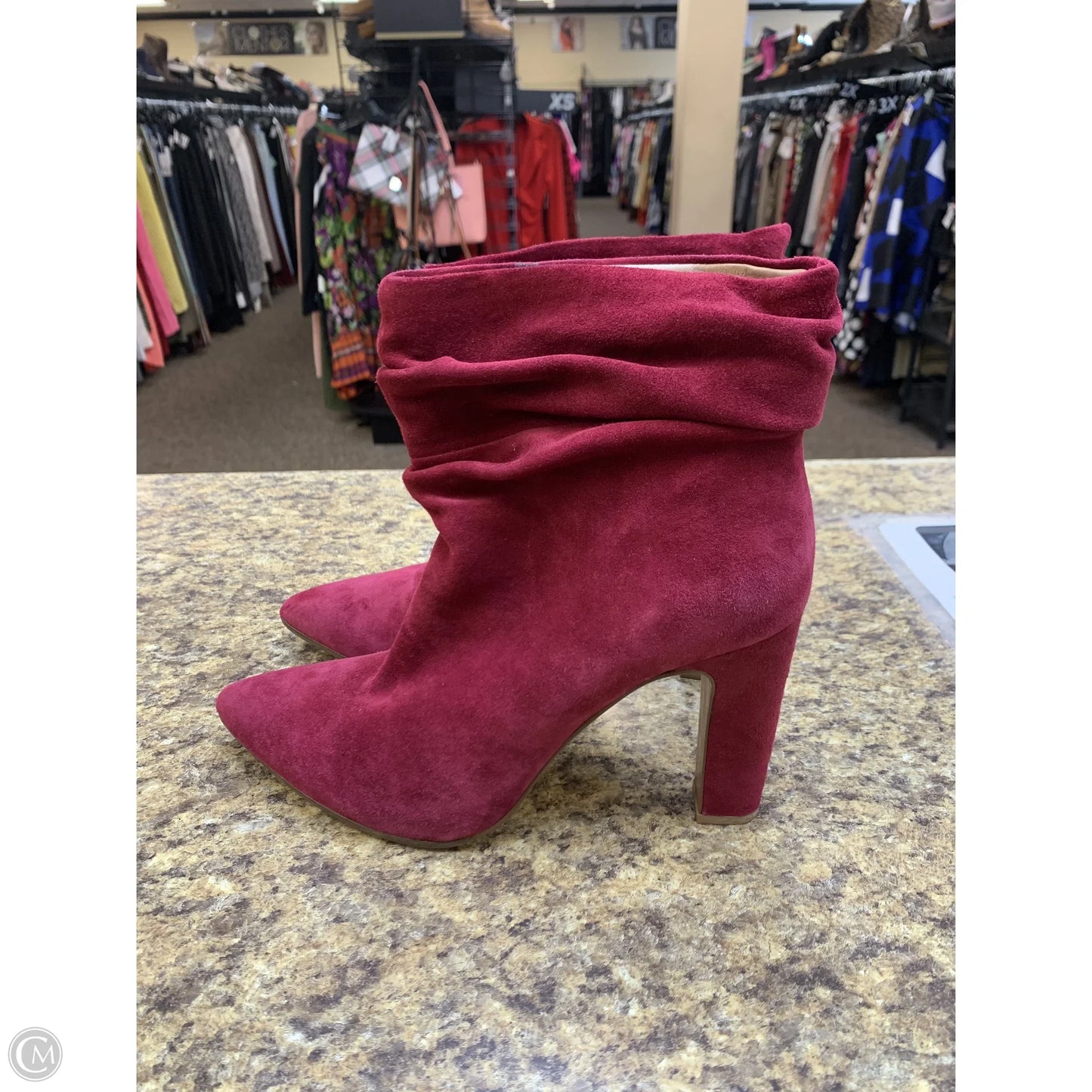 Boots Ankle Heels By Chinese Laundry In Maroon, Size: 9.5