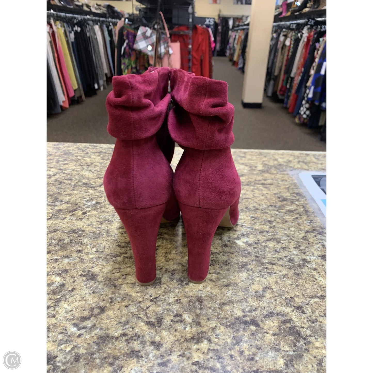 Boots Ankle Heels By Chinese Laundry In Maroon, Size: 9.5