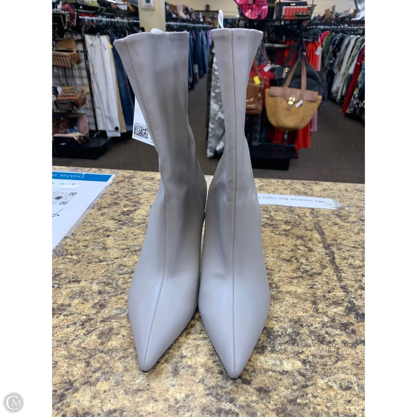 Boots Mid-calf Heels By H&m In Grey, Size: 8.5