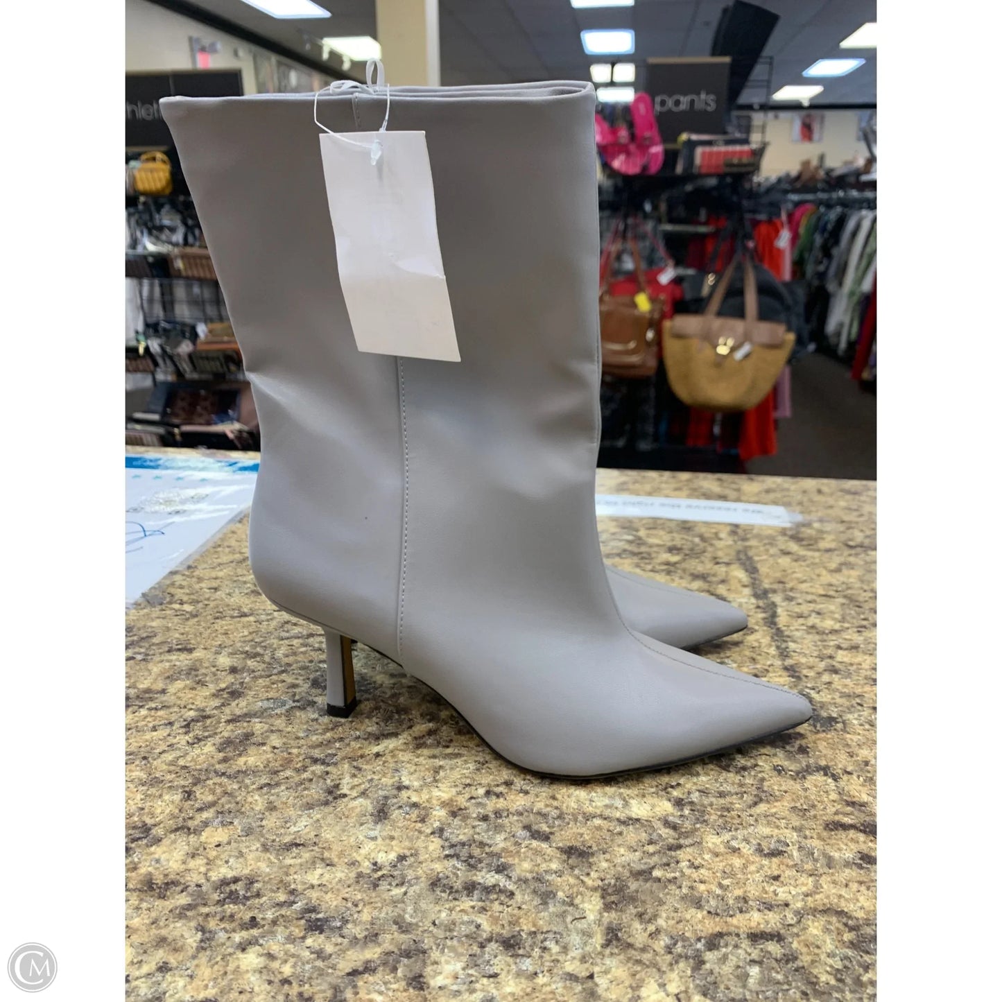 Boots Mid-calf Heels By H&m In Grey, Size: 8.5