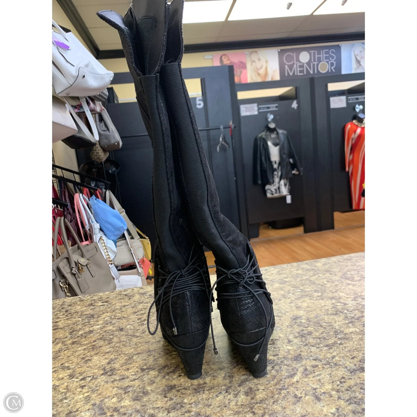 Boots Knee Heels By Ashley Stewart In Black, Size: 8