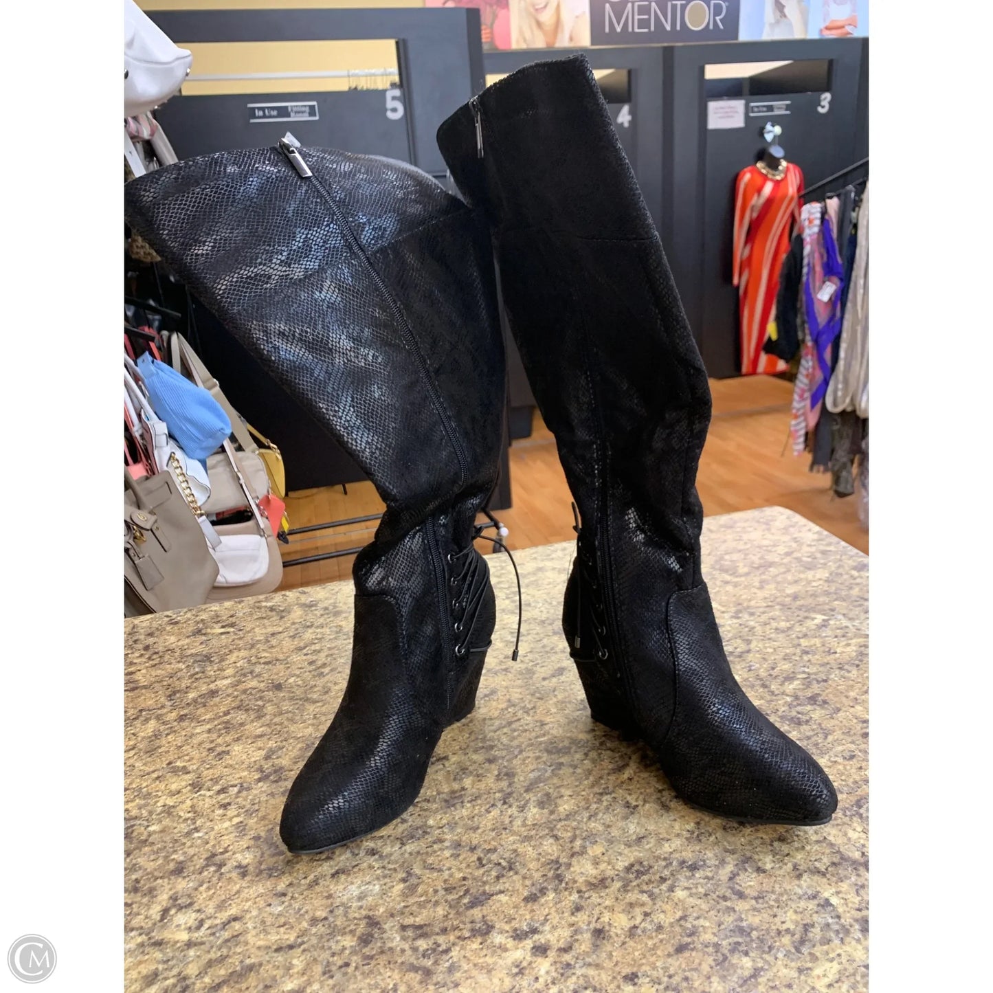 Boots Knee Heels By Ashley Stewart In Black, Size: 8