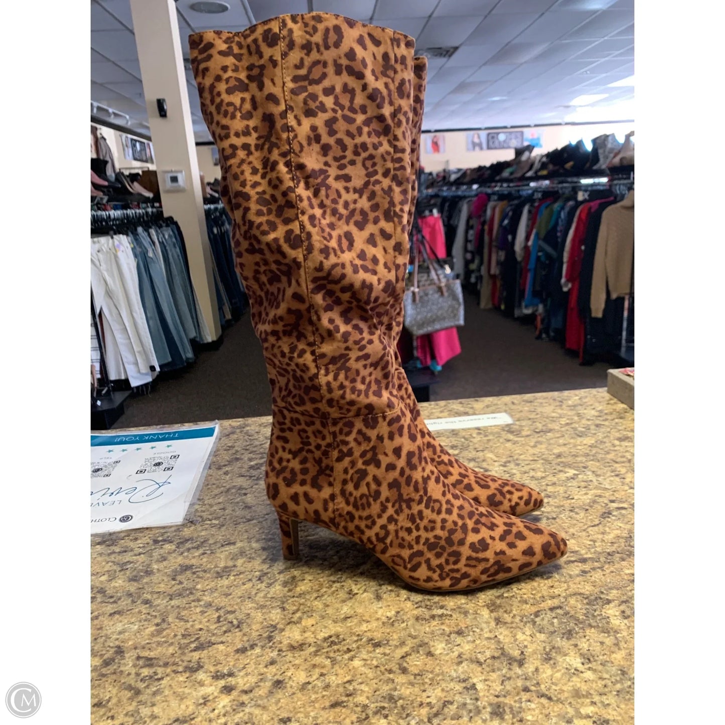 Boots Knee Heels By Sugar In Animal Print, Size: 11